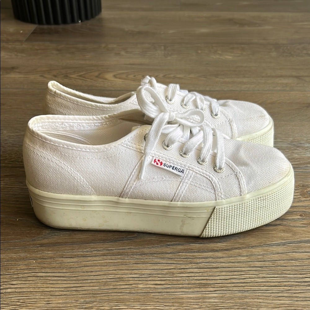 Superga Women's Cream Platform Sneakers